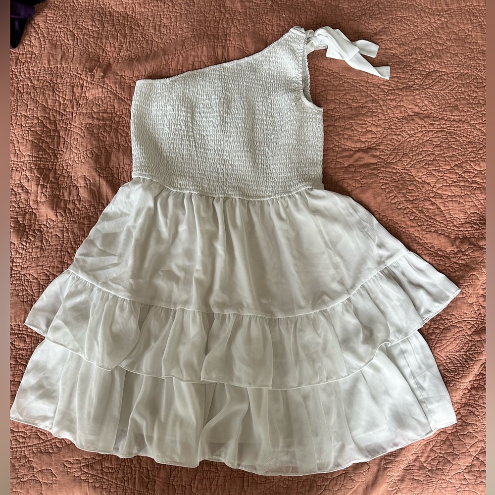 One Shoulder White Dress